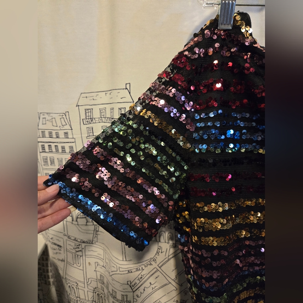 NWOT Women's Sequin One Shoulder Top Size Large - Picture 4 of 7